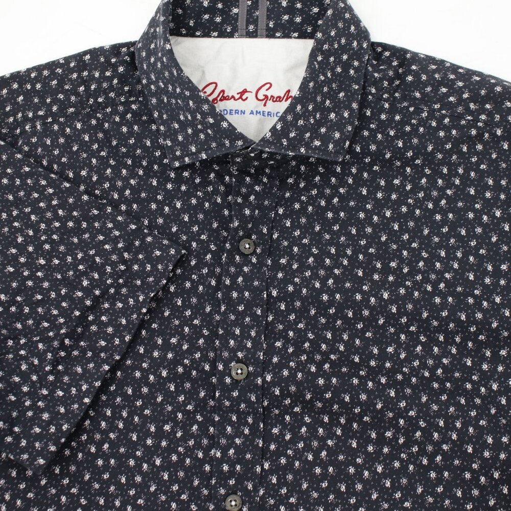 Robert Graham Shirt Mens Medium Short Sleeve Floral Modern Americana Casual